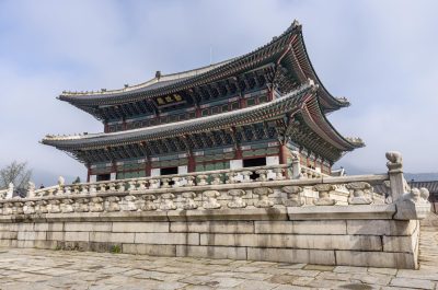 Exterior view of a Buddhist temple, Seoul, South Korea.