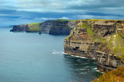 Atlantic ocean with view on Cliffs of Moher in County Clare, Ireland