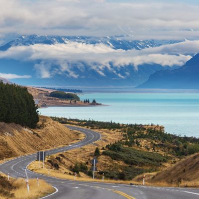 Beautiful mountains road in  New Zealand