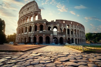 Road to Colosseum in calm sunny morning