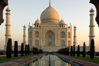 Taj Mahal at Dawn - The Taj Mahal is a white marble mausoleum located in Agra, Uttar Pradesh, India. It was built by Mughal emperor Shah Jahan in memory of his third wife, Mumtaz Mahal. It is a UNESCO World Heritage Site.