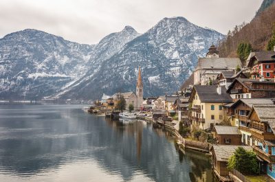 View of Hallstatter See waterfront, Hallstatt, Austria